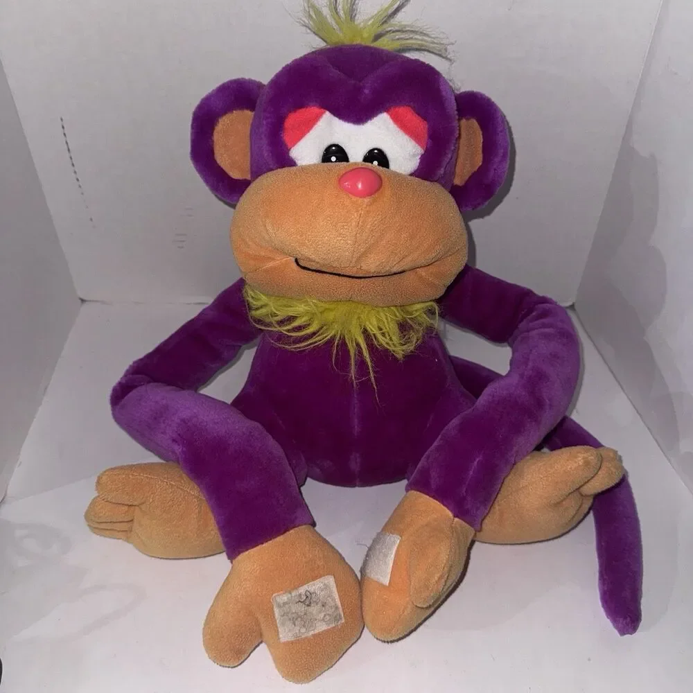 Vintage Great American Toy Co Purple Monkey Plush 20” Hook Loop Hands Hug